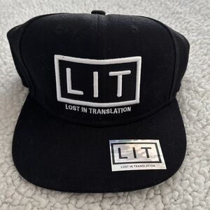 LIT Lost In Translation Snapback Hat. Black W/ Lettering. Adjustable. NWOT